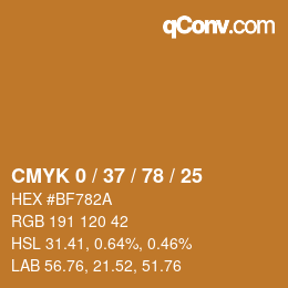 Color code: CMYK 0 / 37 / 78 / 25 | qconv.com