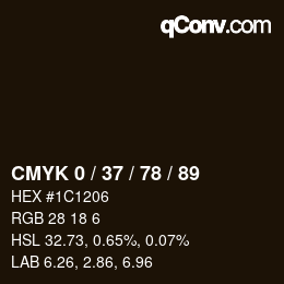 カラーコード: CMYK 0 / 37 / 78 / 89 | qconv.com
