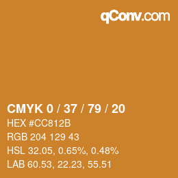 カラーコード: CMYK 0 / 37 / 79 / 20 | qconv.com