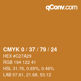 カラーコード: CMYK 0 / 37 / 79 / 24 | qconv.com