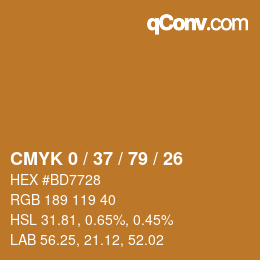 カラーコード: CMYK 0 / 37 / 79 / 26 | qconv.com