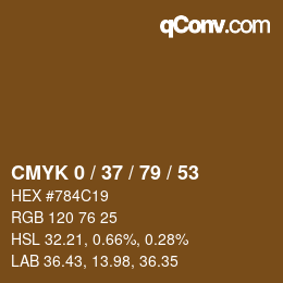 カラーコード: CMYK 0 / 37 / 79 / 53 | qconv.com