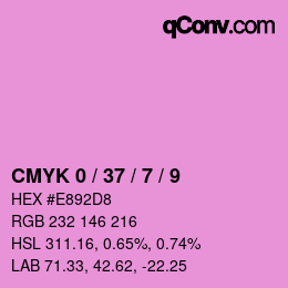 カラーコード: CMYK 0 / 37 / 7 / 9 | qconv.com