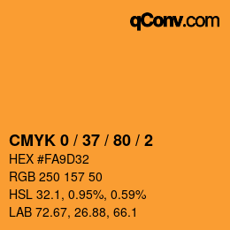 颜色代码: CMYK 0 / 37 / 80 / 2 | qconv.com