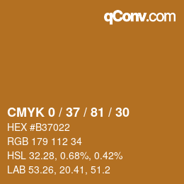 カラーコード: CMYK 0 / 37 / 81 / 30 | qconv.com
