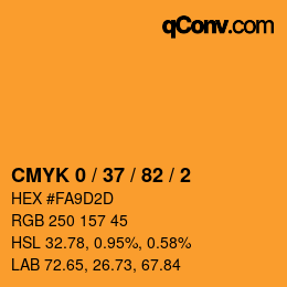 カラーコード: CMYK 0 / 37 / 82 / 2 | qconv.com