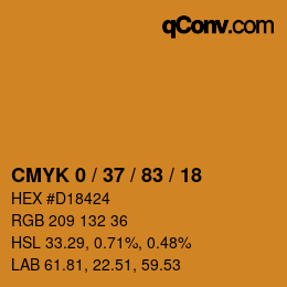 颜色代码: CMYK 0 / 37 / 83 / 18 | qconv.com