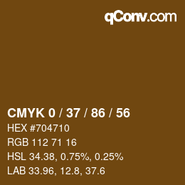 颜色代码: CMYK 0 / 37 / 86 / 56 | qconv.com