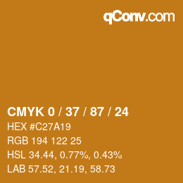 カラーコード: CMYK 0 / 37 / 87 / 24 | qconv.com