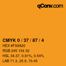 カラーコード: CMYK 0 / 37 / 87 / 4 | qconv.com