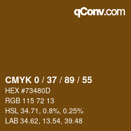 カラーコード: CMYK 0 / 37 / 89 / 55 | qconv.com