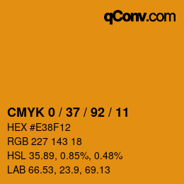 Farbcode: CMYK 0 / 37 / 92 / 11 | qconv.com