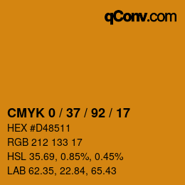 カラーコード: CMYK 0 / 37 / 92 / 17 | qconv.com