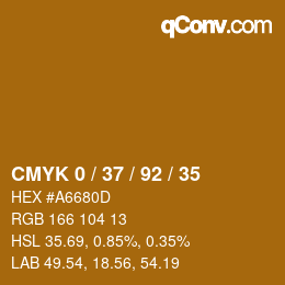 カラーコード: CMYK 0 / 37 / 92 / 35 | qconv.com