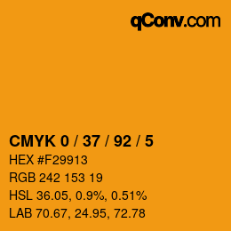 カラーコード: CMYK 0 / 37 / 92 / 5 | qconv.com