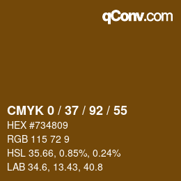 カラーコード: CMYK 0 / 37 / 92 / 55 | qconv.com