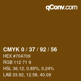 カラーコード: CMYK 0 / 37 / 92 / 56 | qconv.com