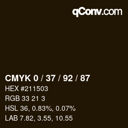 カラーコード: CMYK 0 / 37 / 92 / 87 | qconv.com