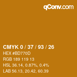 Farbcode: CMYK 0 / 37 / 93 / 26 | qconv.com