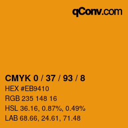 颜色代码: CMYK 0 / 37 / 93 / 8 | qconv.com