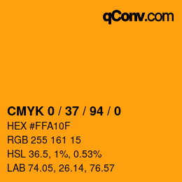 颜色代码: CMYK 0 / 37 / 94 / 0 | qconv.com