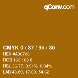 カラーコード: CMYK 0 / 37 / 95 / 36 | qconv.com