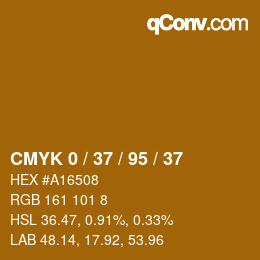 カラーコード: CMYK 0 / 37 / 95 / 37 | qconv.com