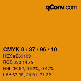 カラーコード: CMYK 0 / 37 / 96 / 10 | qconv.com