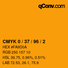 カラーコード: CMYK 0 / 37 / 96 / 2 | qconv.com