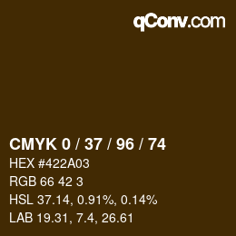 カラーコード: CMYK 0 / 37 / 96 / 74 | qconv.com