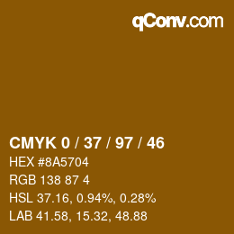 颜色代码: CMYK 0 / 37 / 97 / 46 | qconv.com