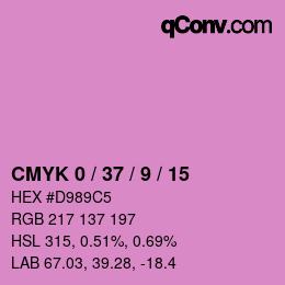 カラーコード: CMYK 0 / 37 / 9 / 15 | qconv.com