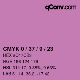 カラーコード: CMYK 0 / 37 / 9 / 23 | qconv.com