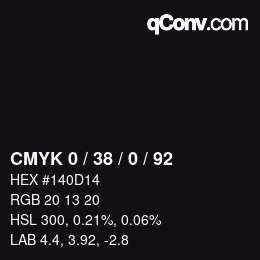カラーコード: CMYK 0 / 38 / 0 / 92 | qconv.com