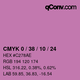 カラーコード: CMYK 0 / 38 / 10 / 24 | qconv.com