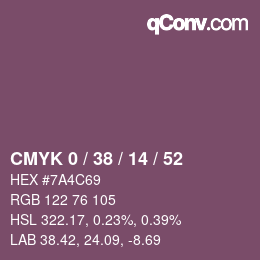 カラーコード: CMYK 0 / 38 / 14 / 52 | qconv.com