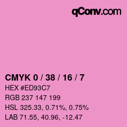 カラーコード: CMYK 0 / 38 / 16 / 7 | qconv.com