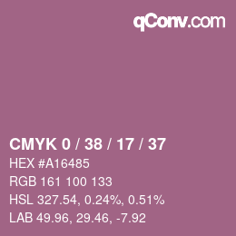 カラーコード: CMYK 0 / 38 / 17 / 37 | qconv.com