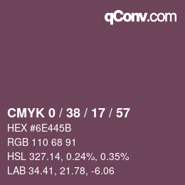 カラーコード: CMYK 0 / 38 / 17 / 57 | qconv.com