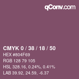 カラーコード: CMYK 0 / 38 / 18 / 50 | qconv.com