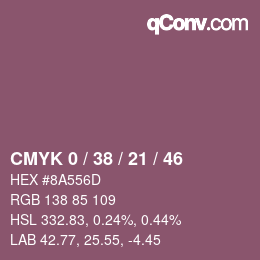 Farbcode: CMYK 0 / 38 / 21 / 46 | qconv.com