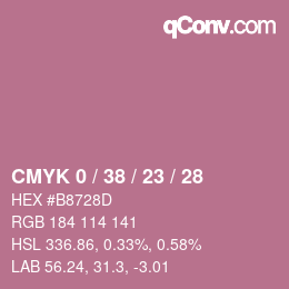 カラーコード: CMYK 0 / 38 / 23 / 28 | qconv.com