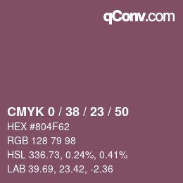 カラーコード: CMYK 0 / 38 / 23 / 50 | qconv.com