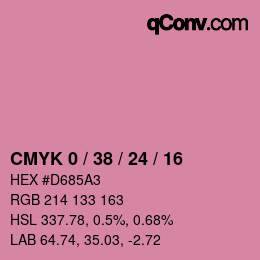 カラーコード: CMYK 0 / 38 / 24 / 16 | qconv.com