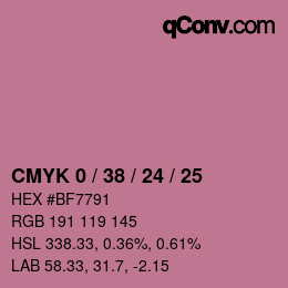 カラーコード: CMYK 0 / 38 / 24 / 25 | qconv.com