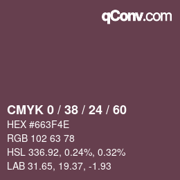 カラーコード: CMYK 0 / 38 / 24 / 60 | qconv.com