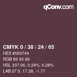 カラーコード: CMYK 0 / 38 / 24 / 65 | qconv.com