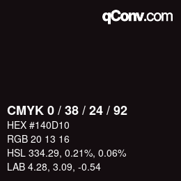 カラーコード: CMYK 0 / 38 / 24 / 92 | qconv.com