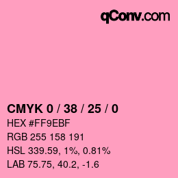 カラーコード: CMYK 0 / 38 / 25 / 0 | qconv.com