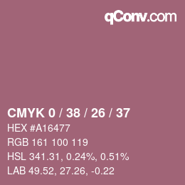 カラーコード: CMYK 0 / 38 / 26 / 37 | qconv.com
